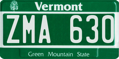 VT license plate ZMA630