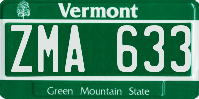 VT license plate ZMA633