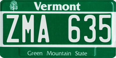 VT license plate ZMA635