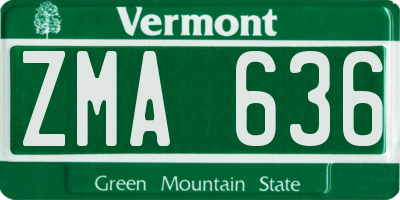 VT license plate ZMA636