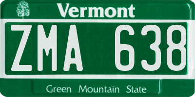 VT license plate ZMA638