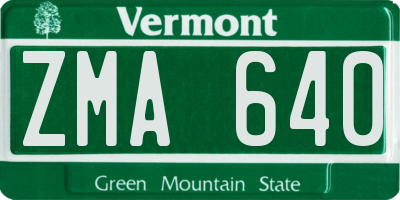 VT license plate ZMA640