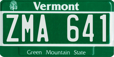 VT license plate ZMA641