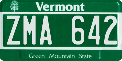 VT license plate ZMA642