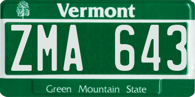 VT license plate ZMA643