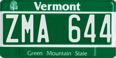 VT license plate ZMA644
