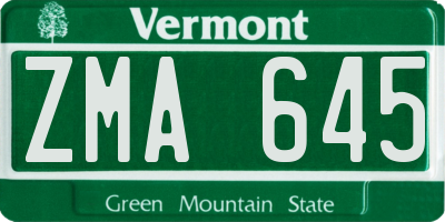 VT license plate ZMA645