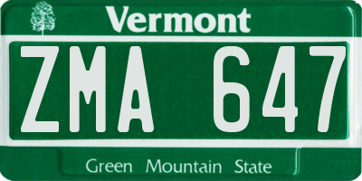 VT license plate ZMA647