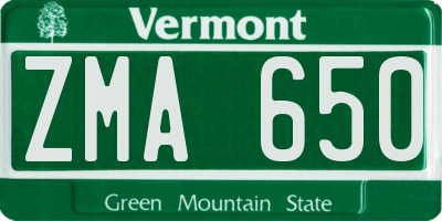 VT license plate ZMA650