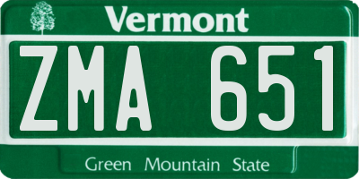 VT license plate ZMA651