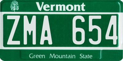 VT license plate ZMA654