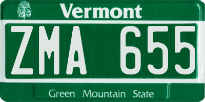 VT license plate ZMA655