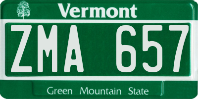 VT license plate ZMA657