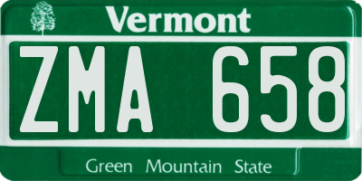 VT license plate ZMA658