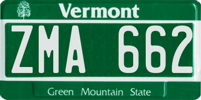 VT license plate ZMA662