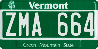 VT license plate ZMA664