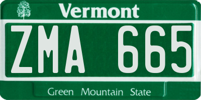 VT license plate ZMA665
