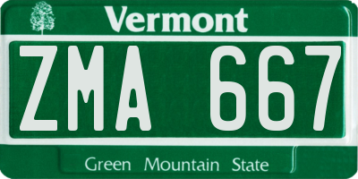 VT license plate ZMA667