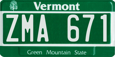 VT license plate ZMA671