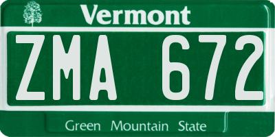 VT license plate ZMA672