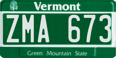 VT license plate ZMA673