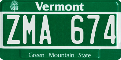 VT license plate ZMA674