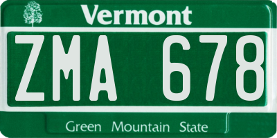 VT license plate ZMA678