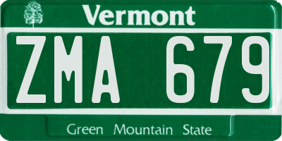 VT license plate ZMA679