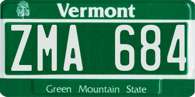 VT license plate ZMA684