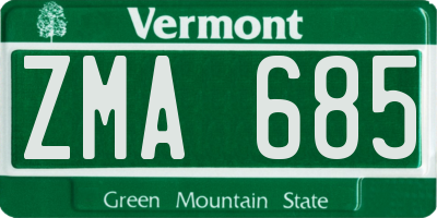 VT license plate ZMA685