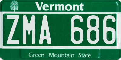 VT license plate ZMA686