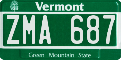 VT license plate ZMA687