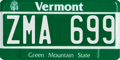 VT license plate ZMA699