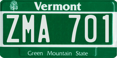 VT license plate ZMA701