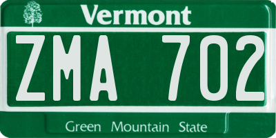 VT license plate ZMA702