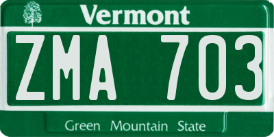 VT license plate ZMA703