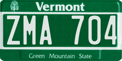 VT license plate ZMA704
