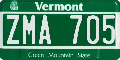 VT license plate ZMA705