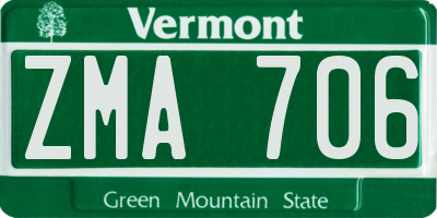 VT license plate ZMA706