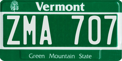 VT license plate ZMA707
