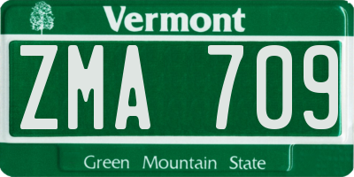 VT license plate ZMA709