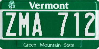 VT license plate ZMA712