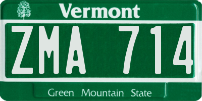 VT license plate ZMA714