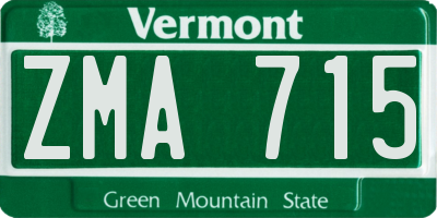 VT license plate ZMA715