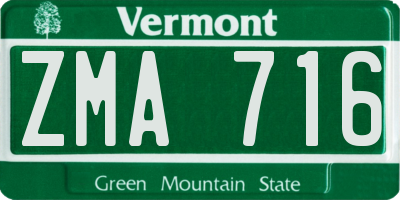 VT license plate ZMA716