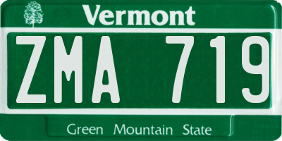 VT license plate ZMA719