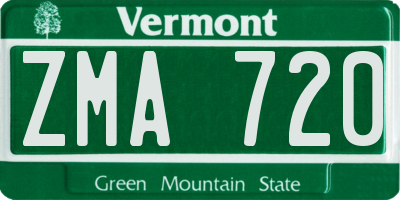 VT license plate ZMA720