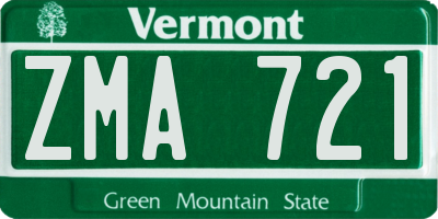 VT license plate ZMA721