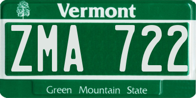 VT license plate ZMA722