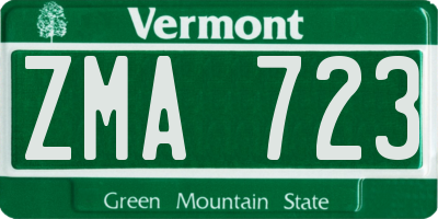 VT license plate ZMA723
